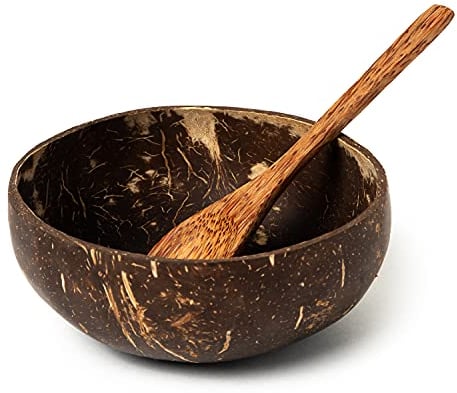 New Living Juego de cucharas de coco orgánico, producto respetuoso con el medio ambiente, hecho a mano, biodegradable y sin plástico