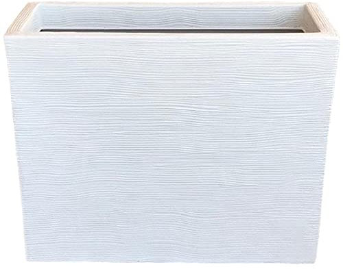 Vaso Fioriera Cassetta Alta Rigata Shabby Vasar h 61cm in resina bianco perla