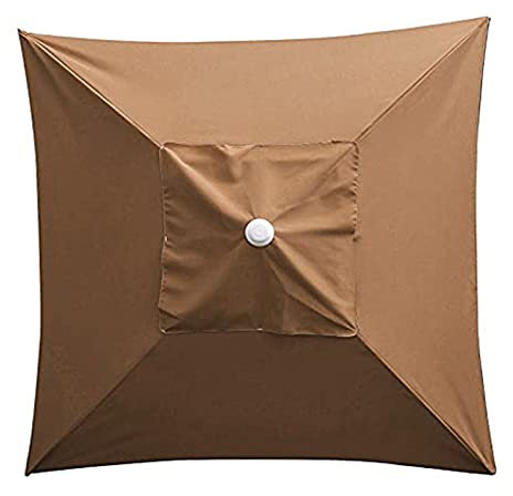 KAISUN Telo di Ricambio per Ombrellone, 2X2m Tavolo Esterno Baldacchino Sostituzione Parasole Copertura, Protezione UV in Poliestere (Cachi)
