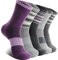 EBMORE Damen Merino Wollsocken Thermosocken Wandersocken Warmesocken Wintersocken Dick Wolle Sportsocken Arbeitssocken für Outdoor 5 Paar Geschenke(Streifen A Violett,M)