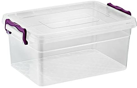 Asude Plastic Storage Box, 30L - 49cm x 22cm x 34cm, Clear, Stackable, Food Container, Home Kitchen Office Box