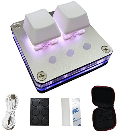 AMJUDOT Mechanical Gaming Keypad Programming Macro Keyboard OSU Gaming Keypad Custom 2 Keys Knob Keyboard RGB LED Backlit Mini Keyboard(Micro-USB Silver)