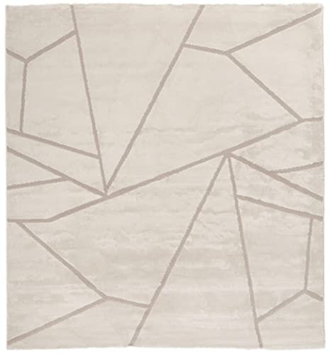 RugVista, Zaferi, Teppich, Mittelflor, 240 x 240 cm, Quadratisch, Modern, Oeko-Tex Standard 100, Polyester, Flur, Schlafzimmer, Küche, Wohnzimmer, Cream/Beige, Braun