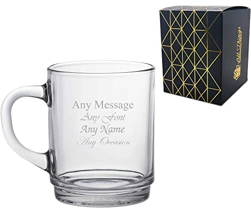 Personalised Engraved 260ml Glass Tea and Coffee Mug with Gift Box