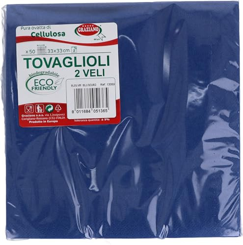 50 Servietten 2-lagig 33 x 33 blau biologisch abbaubar reine Zellstoffwatte Eco Friendly
