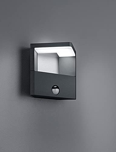 lightling LED Außenwandleuchte Gustav mit Bewegungsmelder, Wandleuchte Außenleuchte aus Druckguss Aluminium, 3000 Kelvin, 9 Watt LED, IP54, 12 x 17 x 15 cm, anthrazit