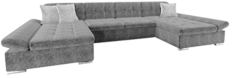 Mirjan24 Ecksofa Alia Premium, Regulierbare Armlehnen, 2 Bettkasten und Schlaffunktion, U-Form Eckcouch vom Hersteller, Sofa Couch Wohnlandschaft (MIU 2058 + MIU 2058 + MIU 2059)