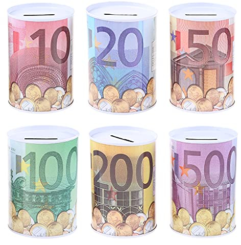 Max-Tonsen Spardose in Euro-Dollar-Form, Safe, Zylinder, Sparschwein, Banken für Münzen, Aufbewahrungsboxen, Weißblechbox, Heimdekoration