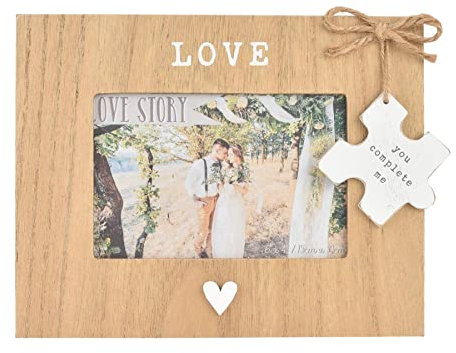 Love Holz-Bilderrahmen mit Herz und Hängeschild, 15,2 x 10,2 cm