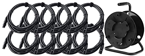 Pronomic Stage XFXM-5 Câble Micro XLR 5m Noir Lot de 10 avec Bobine - Câble XLR Symétrique - 10 Câbles de 5m avec Bobine - Noir