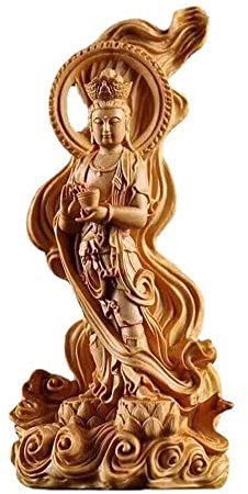 OWIEN Guanyin-Statue aus massivem Holz, Zypresse, chinesische Moderne, handgeschnitzte Buddha-Statue, Wohnzimmer, Feng Shui-Dekor, Guanyin-Statue Modern Statue