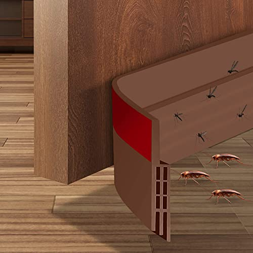 Flintronic Burlete Puerta, Burlete Bajo Puerta Tira, Burlete Bajo Puerta Autoadhesivo Silicona, para Puerta Aislamiento Acústico, Prueba de Viento, Anti-bug de Sellado, Agua(5 x 100CM, Marrón)