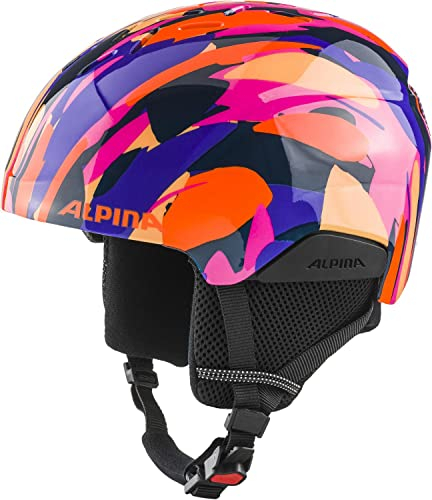 Alpina PIZI - Sicherer, Bruchfester & Individuell Anpassbarer Skihelm Mit Abnehmbaren Ohrenpolstern Für Kinder, pink-orange Blue Gloss, 46-51 cm