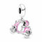 Amuefer Pink Motorcycle Charms für Armbänder 925 Sterling Silber Travel With Car Anhänger Schmuck Geschenk Für Freund