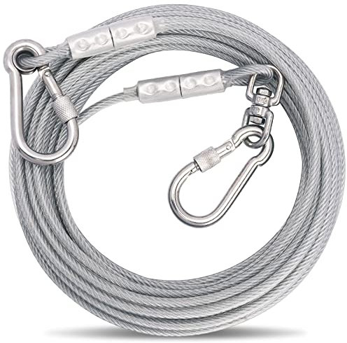 Tie-Out Leinen für Hunde,3/6/9/15m Hundeleine für den Hof,Hofleine Leinen für Hunde（Silbrig,9M