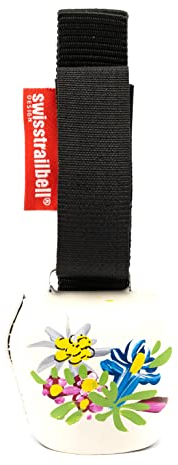 swisstrailbell® Edition weiß mit Alpenblumen, Fahrradklingel, Trailbell, Bärenglocke, Signalglocke