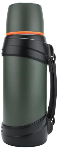 Olerd Thermos da caffè da 1,8 litri, grande, da viaggio, borraccia termica classica con tazza di plastica, bottiglia termica in acciaio inox da 2 l, per escursioni, pesca (verde)