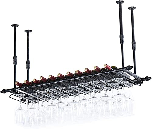 JUNNIU Wine Rack Wall Mounted - Glass Carriers for Pubs Wine Glass Holders Hanging Under Shelf Glassware Rack Holder Ceiling Wine Rack Retro Decoration Shelf Bar Shelves Decoration