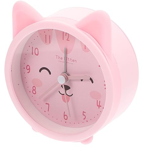 Garneck Katzen wecker Kinderuhr runder nachttisch Digitaluhr Cartoon-Tier, stumm, Nicht tickend schöne Ohruhr süße Weckerästhetik kleine Uhr Cartoon-Wecker Ohrwecker scheinen Kieselgel