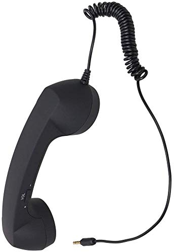 Vintage Retro Telefonhörer Handy Retro Classic 3,5 Mm Telefonhörer Mini Mic Telefonanrufempfänger Smartphone (Schwarz)