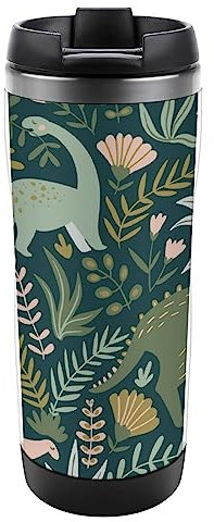 Dinosaurs Cute Dino Stainless Steel Insulated Tumbler Reuseable Travel Mug with Lid for Home Office Style
