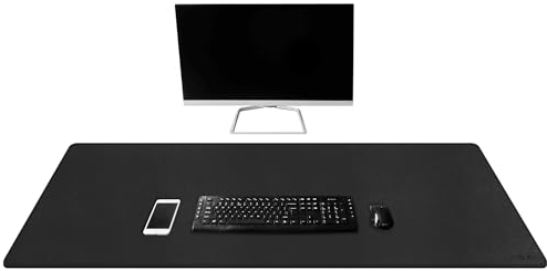 Mydours XL Schreibtischunterlage 110x40cm, Große Tischunterlage mit PU Leder & Rutschfest Wildleder, Multifunktionale Mauspad für Laptop, Tastatur, Maus, Mauspad für Büro, Home-Office (Schwarz)