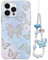 Efitoo Schutzhülle für iPhone 15 Pro Max, glitzernd, Schmetterling-Design, niedlich, transparent, mit Riemen, Handgelenk, glitzernd, Violett / Blau, ästhetisch, glänzend, für Damen und Mädchen (für