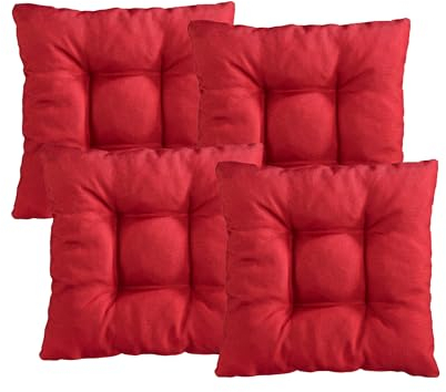 XDREAM Interior 4er Set Stuhlkissen rot | Bequemes Sitzkissen für Küchen, Esszimmer und Gartenstühle | Öko-Tex Zertifiziert | produziert nach deutschem Qualitätsstandard | 38 x 38 x 6 cm