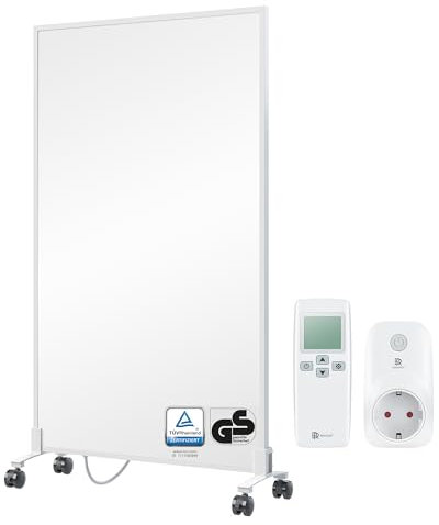 BR Bringer Infrarotheizung Standgerät - 800 Watt - Energiesparend - Mobile Elektroheizung mit Standfüßen auf Rollen, Smart Thermostat und Fernbedienung - 5 Jahre Garantie, TÜV (weiß)