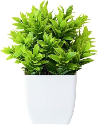 Mini plante artificielle en pot, plante verte artificielle en plastique pour décoration de maison, bureau, chambre, fenêtre, étagère, bureau (1 pièce)
