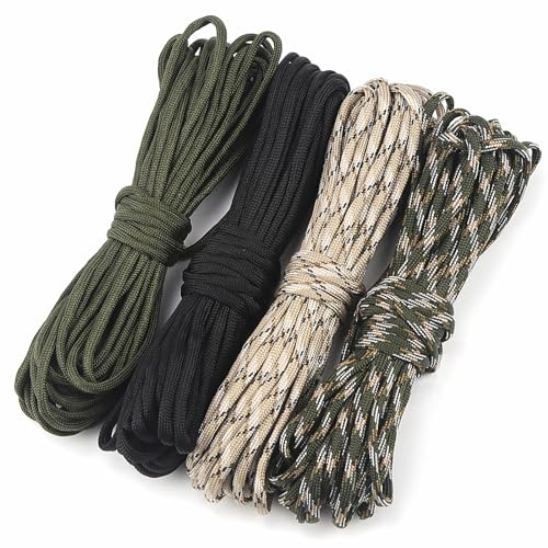 Paracorde 4mm Corde Escalade Ficelle Nylon 4 Pièces Cordons de Paracorde 10m 550 Bracelet Corde Parasol Déporté 7 Brins Rope Ensemble de Paracorde 40m pour L'artisanat Camping Survie Tente