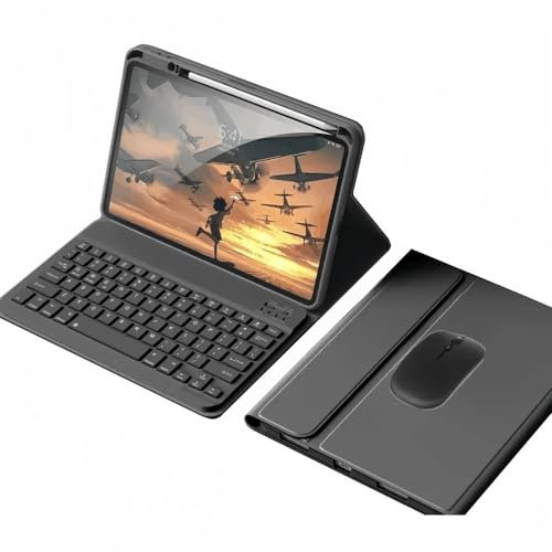 kaidisen Funda para teclado y mouse para iPad (10ª generación) de 10.9 pulgadas 2022, iPad 10, funda desmontable con soporte para lápices, color negro