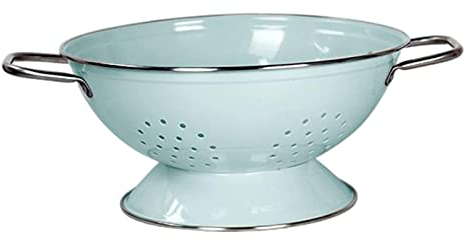 Duiaynke Cuencos coladores con revestimiento esmaltado, platos de frutas autodrenantes de estilo vintage, juego de vajilla de metal, decoración de centro de mesa de cocina para el hogar (verde grande)