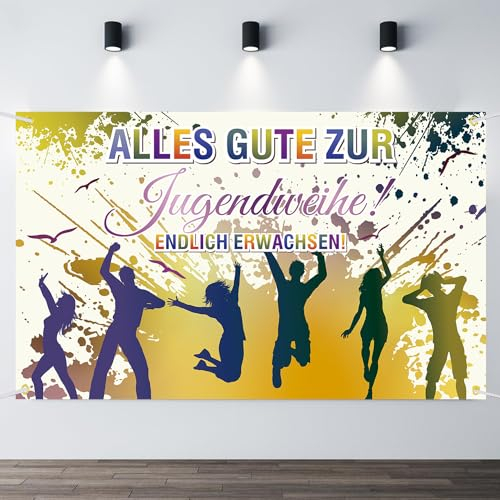 180x110cmJugendweihe Banner Deko Jugendweihe Dekoration Mädchen Junge, Alles Gute zur Jugendweihe Banner Jugendweihe Girlande Hintergrund Jugendweihe Deko für Jugendweihe Party