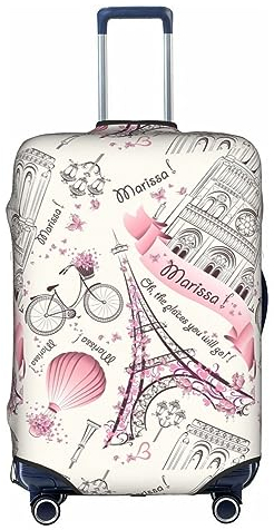 Anticsao Romantischer Reisekoffer, Motiv: Paris, Schmetterling, personalisierbar, elastisch, 45,7 - 53,3 cm, weiß, xl