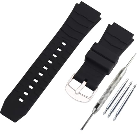 FACLE Bracelet de montre de rechange en silicone pour montre Casio PRG-80 PAG-80 PRW-1000 PRW-1100 - Pour sports de plein air - Noir