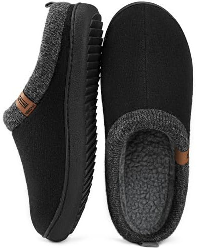 MERRIMAC Herren Slip-on Hausschuhe Bequem Memory-Schaum Rutschfest Innen Pantoffeln Tinte Dunkelschwarz,43-44 EU