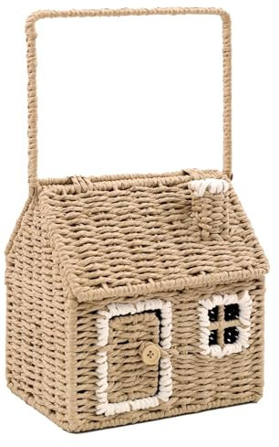 Charmanter Aufbewahrungskorb in Hausform mit Griff, skurriler Haus-Aufbewahrungskorb, Bastelaufbewahrung, Kinderzimmer-Dekoration, verspielte Aufbewahrungslösungen für Zuhause, 20 x 36 cm