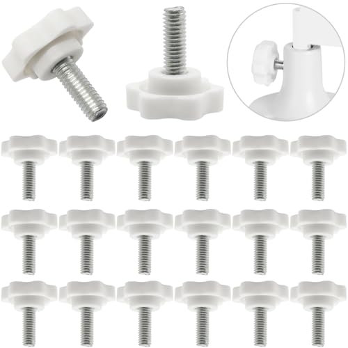 Viti filettate M6 – 20 viti bianche M6 da 12 mm, viti rotonde a testa piatta, impugnatura zigrinata, vite per pollice, bottoni a morsetto