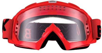 KINGBIKE Motocross Brille Mtb Brille Dirt Bike ATV Crossbrille goggle Sicherheit Tactical Riding Motorradbrillen für Herren Damen Jugend Fit ÜBer Brille (Rot-transparent, Erwachsene)