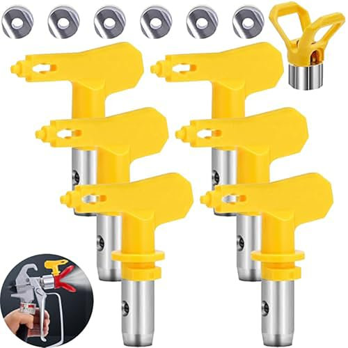 IUSOT 6 Stück Airless Düse Mit Spitzendichtung,Verschleißfestes Zubehör für Airless Farbsprühgerät, für Wagner Farbsprühsystem (Typ 515,517,519,521,523,525)