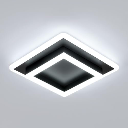 DELIPOP Lámpara de Techo LED, 30W 3600LM Moderno Cuadrado Plafon LED Techo Negro, Luz Led 6500K Lámpara para Baño Dormitorio Cocina Oficina Comedor