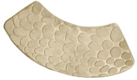 Tapis de douche d'angle, antidérapant, super doux et absorbant, incurvé, tapis de bain pour salle de bain, douche ou baignoire (beige)