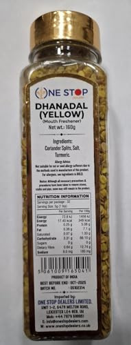 Mukhwas Dhanadal Yellow 160g - Eat Anywhere or Anytime - Easy to Carry - More Popular in After Meal Digestive Treat Snack (Pack of 1)