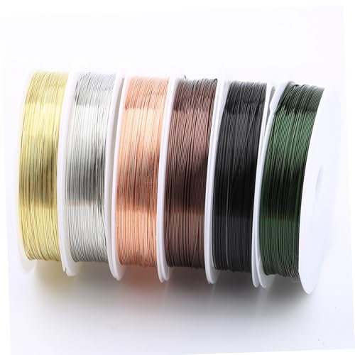 6 Rotoli Filo Di Rame,Minging 0.3mm x 10m Facile Da Tagliare Filato Gioiello Per Bigiotteria Uncinetto Metallico per Bigiotteria Di Rame per Gioielli Ferro Modellabile Filo per Gioielli