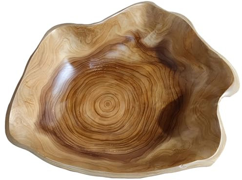 Einzigartige Wurzelschale aus Holz, groß, 30,5–33 cm, rustikale Obst-Servierschale, dekorativer Mittelpunkt für Esstisch, Salatschüssel, handgefertigte Heimdekoration