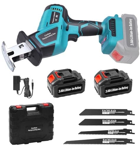 Yofuly Sega a Gattuccio per MMAKI-TA 21V Battery, Sega Alternativa a Batteria con 2 * 3000mAh Batteria, Sega Elettrica Velocità 3000SPM con 4 Lame per Legno e Metallo, Motore Senza Spazzole