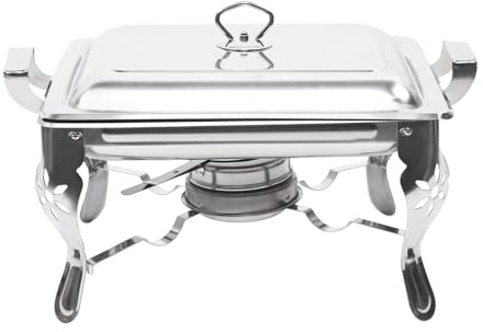 6L Buffet Server Food Warmer, Rectangle Chafing Dishes Stainless Steel with Handles & Lid, Warmer Set for Buffet School Event Food Heating Insulation, 40 x 27 x 25cm, Silver
