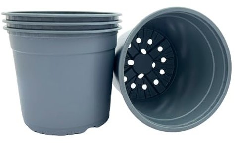 Bramley & Sage 22cm 5 Litre Grey Plastic Plant Pots (Pack of 10)