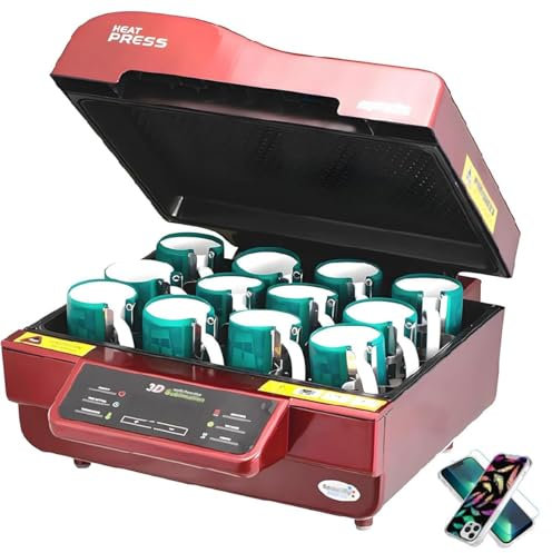 Machine de Presse à Chaud 3D, Four à Sublimation sous Vide 2800W avec Pression de Chaleur Uniforme, contrôle Intelligent de la température, pour mug, t-Shirts, oreillers, Sacs à Dos Red